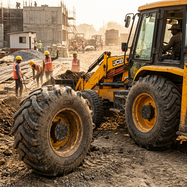 JCB earthmover tyre retreading – Capital Tyres OTR tyre service in Pune Maharashtra
